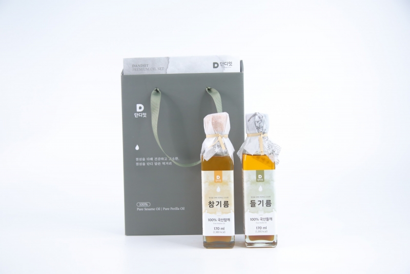 단디담음,혁신전용)[2구선물세트]단디잇 100%국산 저온착유 참기름&들기름 170ml